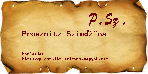 Prosznitz Szimóna névjegykártya